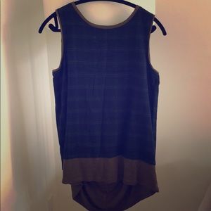 Blue green check top